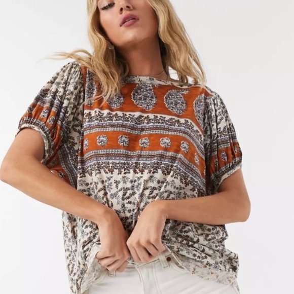 Free People Tops - NWT Free People  Paisley Puff Sleeve Top